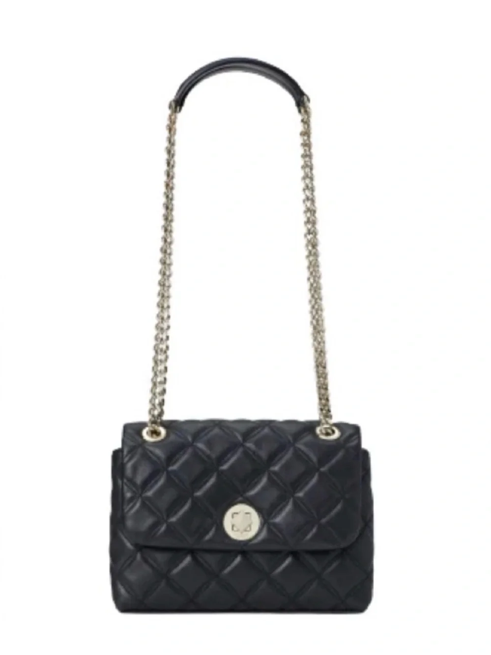 Kate Spade ♠️ Natalia Small Flap Quilted Black Leather Chain Shoulder Bag